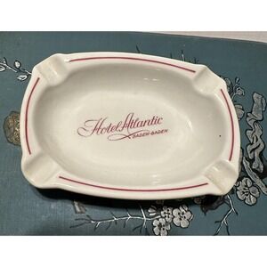Ashtray Baden Baden Hotel Atlantic White Porcelain Bausher Weiden Barvaria Vtg
